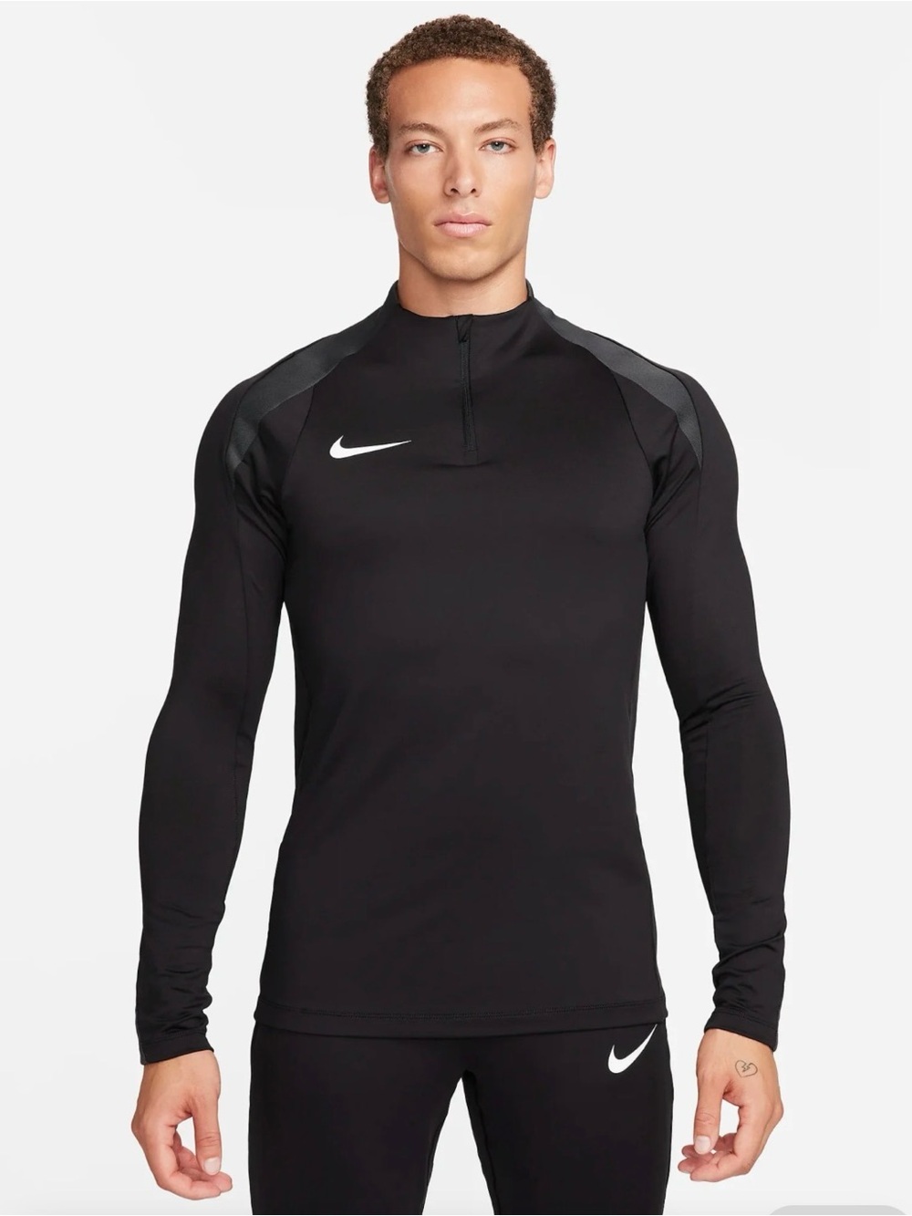 Nike Black Long-Sleeve Swim Rash Guard with Contrast Panels